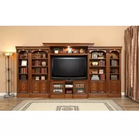 Huntington Antique Vintage Pecan 6 Piece Large Entertainment Wall