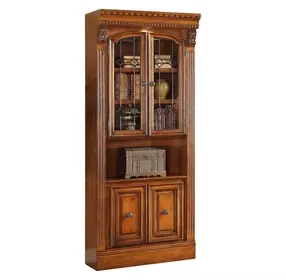Huntington Antique Vintage Pecan 32" Glass Door Cabinet