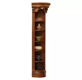 Huntington Antique Vintage Pecan Outside Corner Bookcase