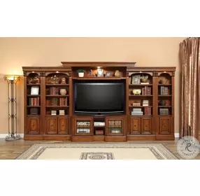 Hayes Antique Vintage Pecan 6 Piece Large Entertainment Wall