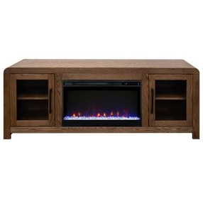 Haven Oak Bourbon 65" TV Stand with Fireplace