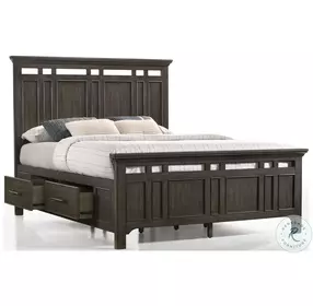 Hawthorne Brushed Charcoal Queen Dual Side Storage Bed