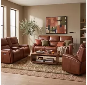 Crosby Brown Leather Zero Gravity Power Reclining Living Room Set with Power Headrest And Lumbar