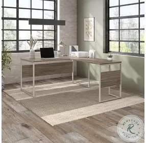 Hybrid Modern Hickory 60" L Shaped Home Office Set