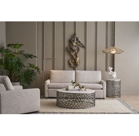 Oasis Antique Nickel and Quartz Top Occassional Table Set