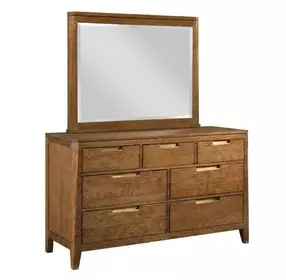 Cherryline Cherry 7 Drawer Scale Dresser with Rectangular Landscape Mirror