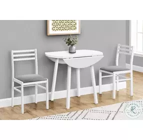 1011 White Metal And Laminate Drop Leaf 3 Piece Dining Table Set