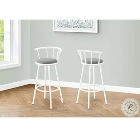 2397 Grey Leather Look Swivel Bar Stool Set Of 2