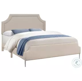 6036Q Beige Linen Look Queen Upholstered Platform Bed