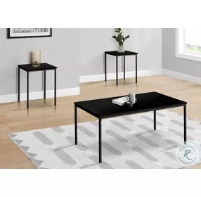 7894P Black Metal And Laminate 3 Piece Occasional Table Set