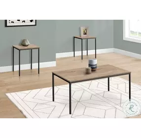 7895P Dark Taupe Laminate And Black Metal 3 Piece Occasional Table Set