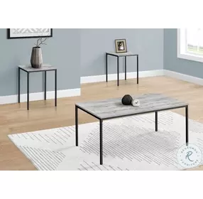 7896P Grey Laminate And Black Metal 3 Piece Occasional Table Set