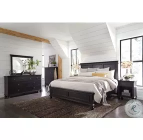 Oxford Rubbed Black Panel Bedroom Set