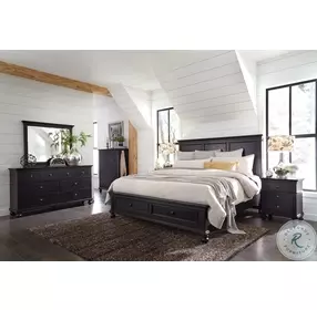 Oxford Rubbed Black Panel Storage Bedroom Set