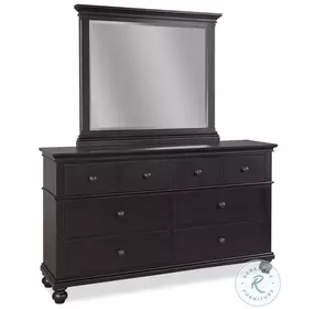 Oxford Rubbed Black Dresser with Landscape Mirror