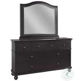 Oxford Rubbed Black Dresser with Arched Mirror