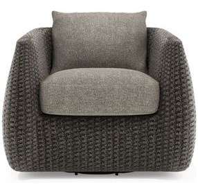 Sarene Gray Upholstered Outdoor Swivel Accent Chair