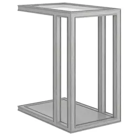 Glaze Vintage Blue Rectangular Glass Top End Table
