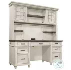 Caraway Aged Ivory Credenza with Hutch