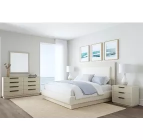 Cotiere Cream Linen Upholstered Panel Bedroom Set
