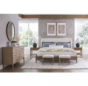 Olivia Sunkissed Beige Upholstered Platform Bedroom Set