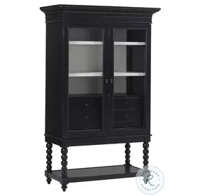 Caroline Soft Black Armoire and Cupboard with 6 Drawers