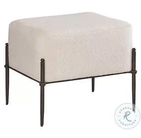 Caroline Soft Black Shearling Natural Stool