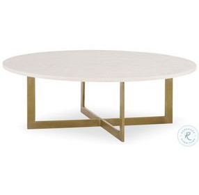 Nest White Honed Stone And Matte Brass Small Round Cocktail Table