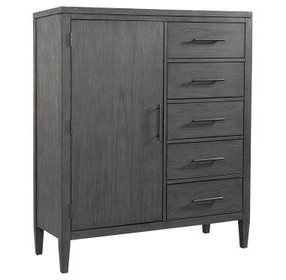Preston Urbane Gray 5 Drawer Chest with 1 Door