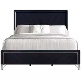 Ava Black California King Upholstered Panel Bed