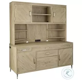 Maddox Biscotti Credenza Desk with Hutch