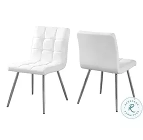 White Chrome Metal 32" Dining Chair Set of 2