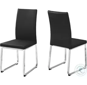 Black Faux Leather and Chrome Dining Chair Set of 2