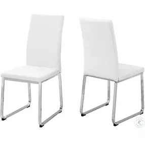 White Faux Leather and Chrome Dining Chair Set of 2