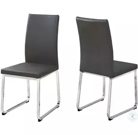 Gray Faux Leather and Chrome Dining Chair Set of 2