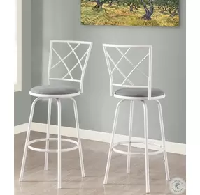 Gray Fabric Seat Bar Stool Set of 2