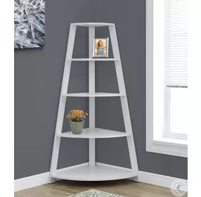 60" White Corner Accent Bookcase
