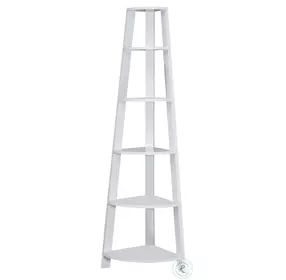 White 72" Corner Accent Etagere