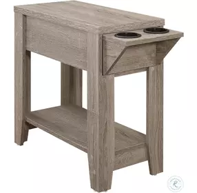 Dark Taupe 24" Accent Table with Cup Holders