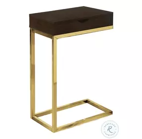 3236 Espresso And Gold Large Accent Table