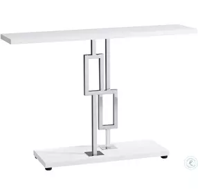 Glossy White and Chrome 48" Console Table