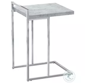 3639 Grey And Chrome Metal 25" C Shaped Accent Table