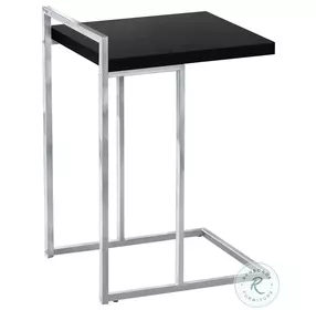 3640 Black And Chrome Metal 25" C Shaped Accent Table