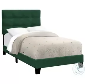 5917T Green Twin Upholstered Panel Bed