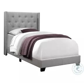 5984T Grey Twin Upholstered Panel Bed
