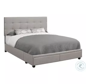 6020Q Grey Queen Upholstered Storage Platform Bed