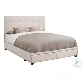 6021Q Beige Queen Upholstered Storage Platform Bed