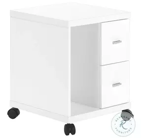 White Hollow-Core 2 Drawer Castors Computer Stand