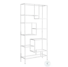 7159 White Tempered Glass 72" Bookcase