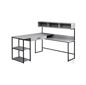 Grey and Black Corner Computer Desk